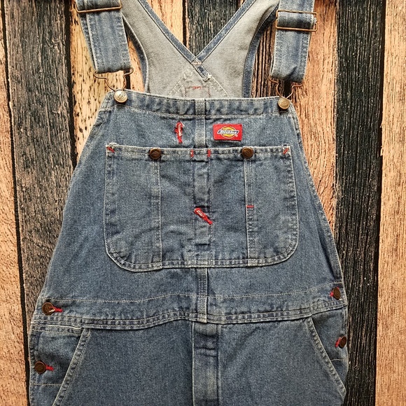 dickies denim bib overalls